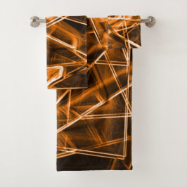 Conjunto De Toalhas Cantos quadrados e pontos laranja "neon"