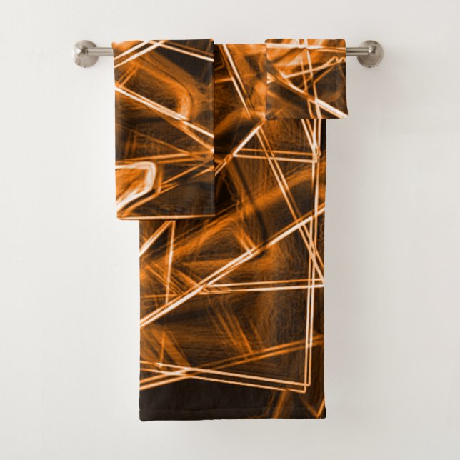 Conjunto De Toalhas Cantos quadrados e pontos laranja "neon" (Insitu)