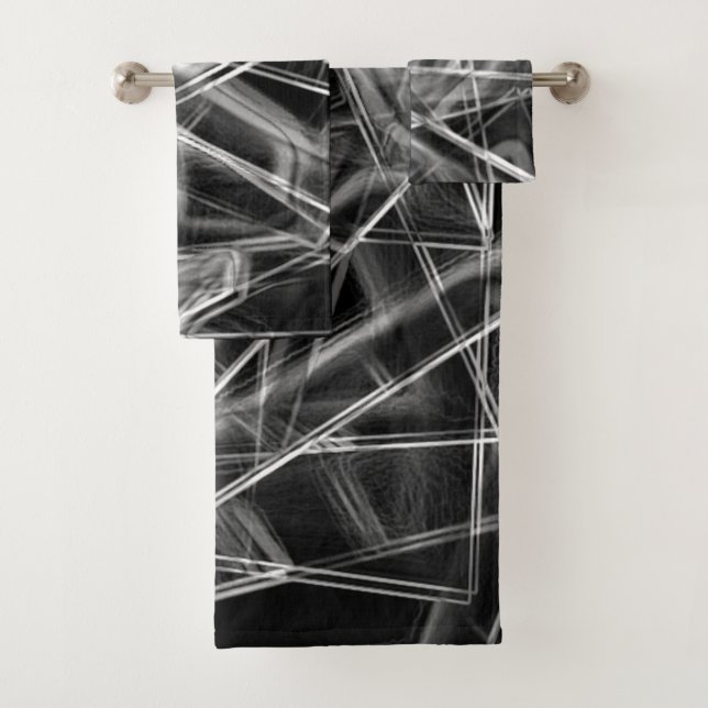 Conjunto De Toalhas Cantos quadrados em linhas grossas de cinza sobre  (Insitu)