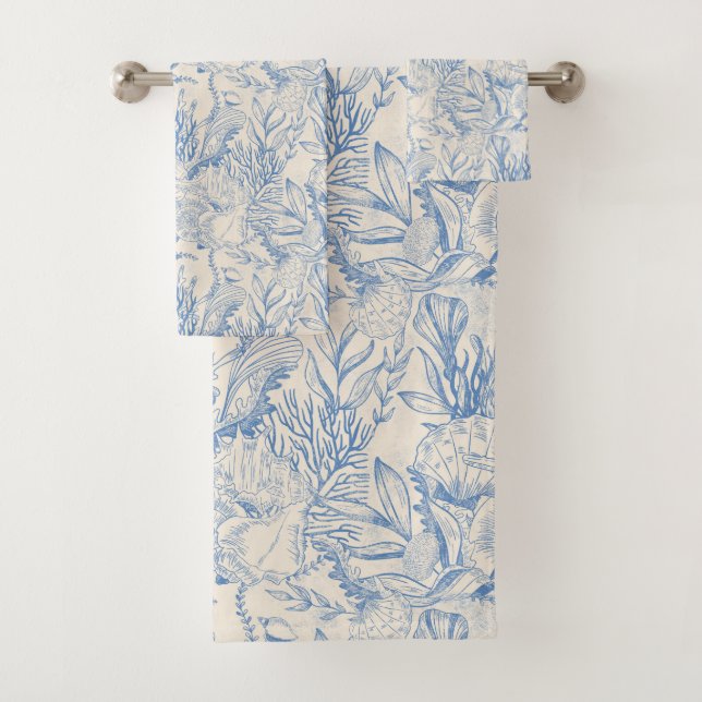 Conjunto De Toalhas Canvas verde-marinha elegante (Insitu)