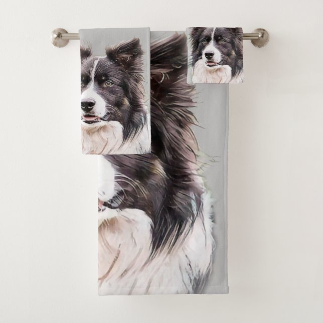 Conjunto De Toalhas Cão Collie de Borda (Insitu)