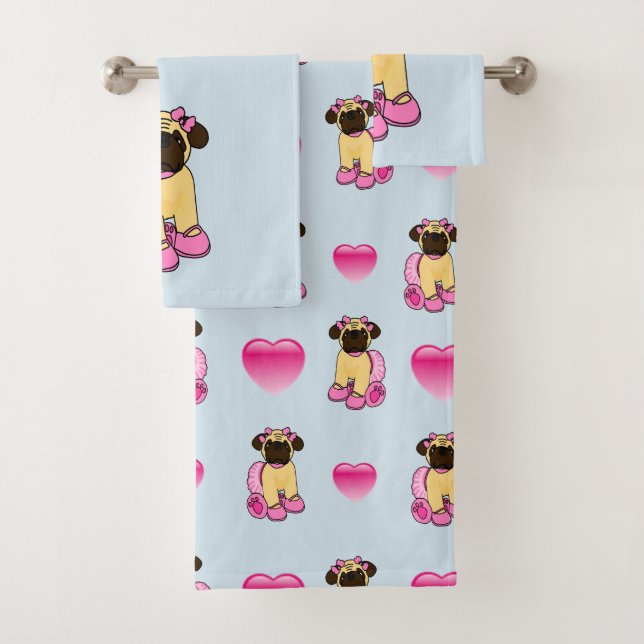 Conjunto De Toalhas Cão do Pug da bailarina (Insitu)