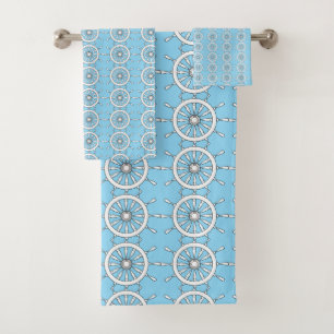 Conjunto de Toalhas - Capacete Branco em Azul