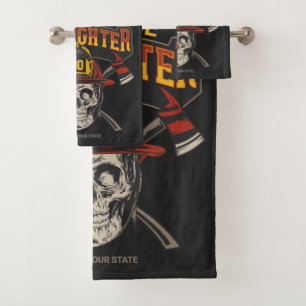 Conjunto De Toalhas Capacete de Caveira Personalizado de Bombeiro Ax B