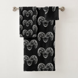 Conjunto De Toalhas Capim/ovelha, tribal, preto e branco