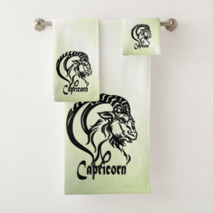 Conjunto De Toalhas Capricórnio o Zodíaco Bode Marinho Verde