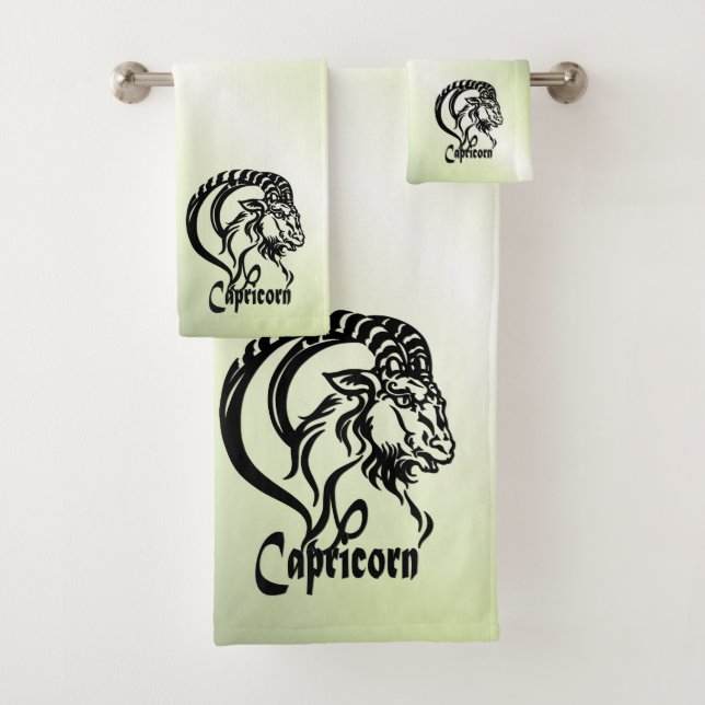 Conjunto De Toalhas Capricórnio o Zodíaco Bode Marinho Verde (Insitu)