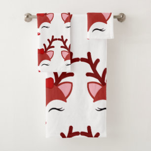 Conjunto De Toalhas Cara da rena do Natal