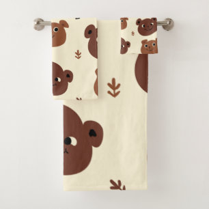 Conjunto De Toalhas Cara de urso engraçada