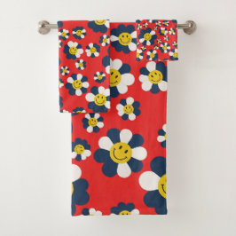 Conjunto De Toalhas Cara Sorridente Patriota Retro