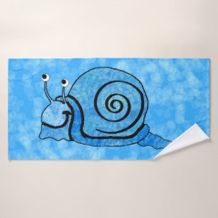 Conjunto De Toalhas Caracol Azul Azul-Azul Sorriso Padrão
