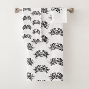 Conjunto De Toalhas Caranguejo Tribal Negro e Branco