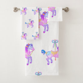 Conjunto De Toalhas Carousel Pony Bath Towel Set