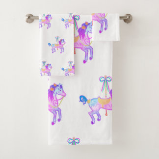 Conjunto De Toalhas Carousel Pony Bath Towel Set