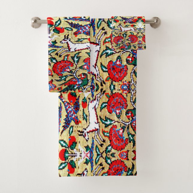 Conjunto De Toalhas Carpete Persa Antiquado, Animais (Insitu)