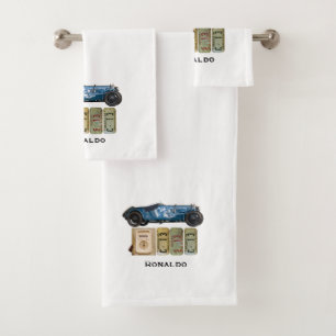 Conjunto De Toalhas Carro vintage azul