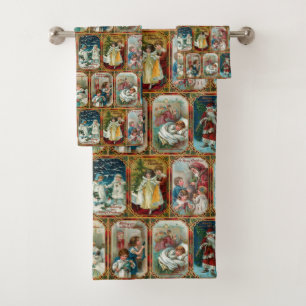 Conjunto De Toalhas Cartões de Natal Vitorianos do Ornamentado Colori