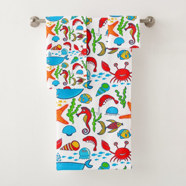 Conjunto De Toalhas Cartoon de animais marinhos (Insitu)