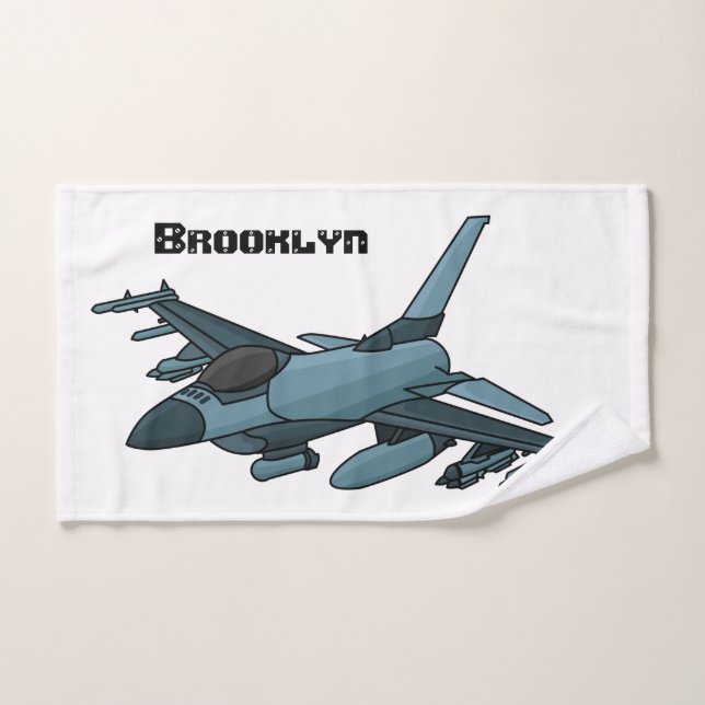 Conjunto De Toalhas Cartoon de avião de combate militar (Toalha de mão)