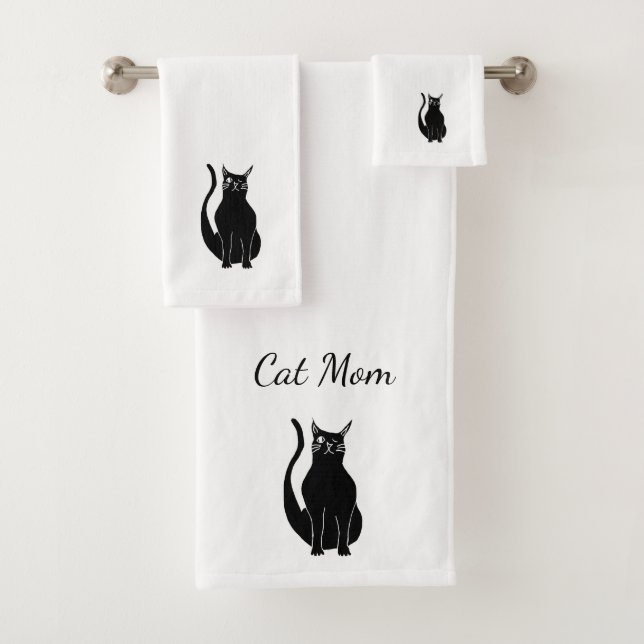 Conjunto De Toalhas Cartoon de Gatinho Gato-Negro (Insitu)