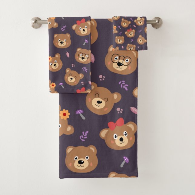 Conjunto De Toalhas Cartoon de Urso de Teddy Bonito (Insitu)