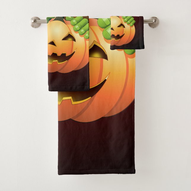 Conjunto De Toalhas Cartoon Frankenstein Monster com Pumpkin (Insitu)