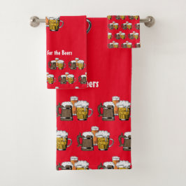 Conjunto De Toalhas Cartoon Novelty Three Beers PERSONALIZÁVEL Red