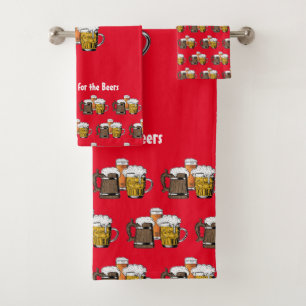 Conjunto De Toalhas Cartoon Novelty Three Beers PERSONALIZÁVEL Red