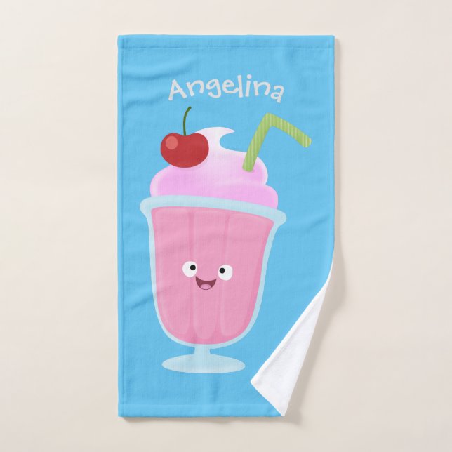 Conjunto De Toalhas Cartoon sundae de sorvete de morango (Toalha de mão)