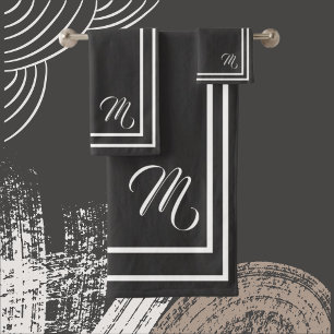 Conjunto De Toalhas Carvões de carvão preto/branco, monograma clássico