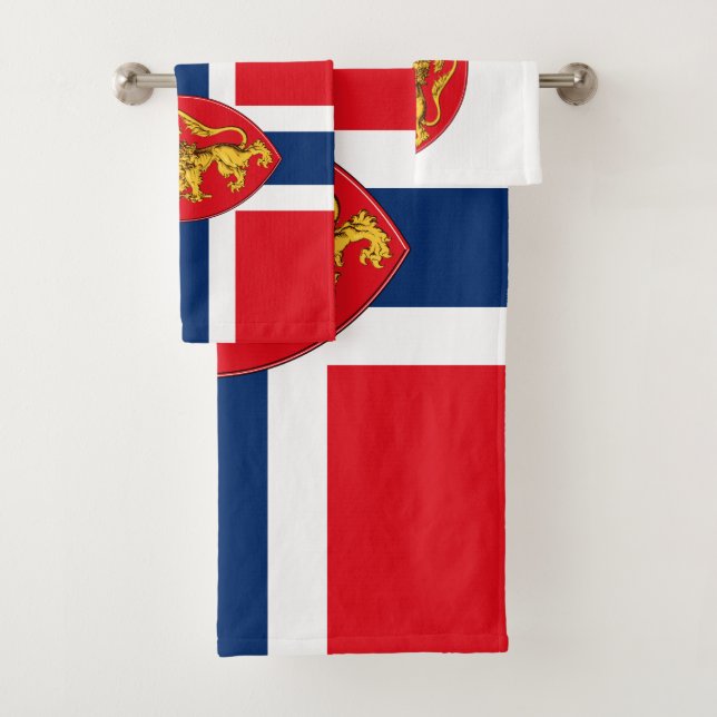 Conjunto De Toalhas Casaco de armas da Noruega na bandeira norueguesa, (Insitu)