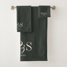 Conjunto De Toalhas Casais iniciais de casamento Ebony Elegante