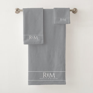 Conjunto De Toalhas Casal Monograma Botânico Elegante