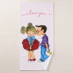 Conjunto De Toalhas Casal Romântico bonito - Amor - Beijo Dia de os n