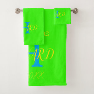 Conjunto De Toalhas Casamento Amarelo Verde Neon Elegante Moderno