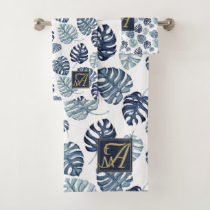 Conjunto De Toalhas Casamento Dourado de Marinho de Palma Tropical Mon