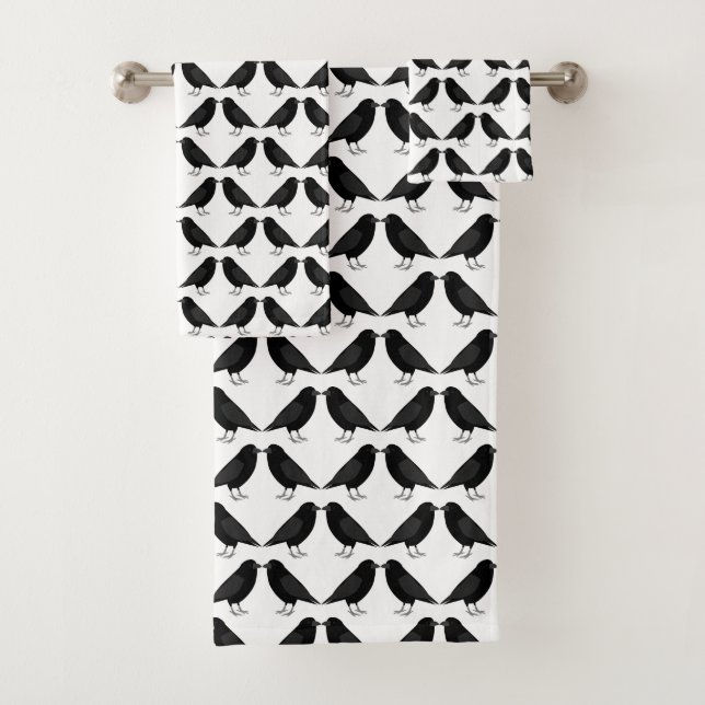 Conjunto De Toalhas Casamento Gótico Beijando Ravens Patterado (Insitu)