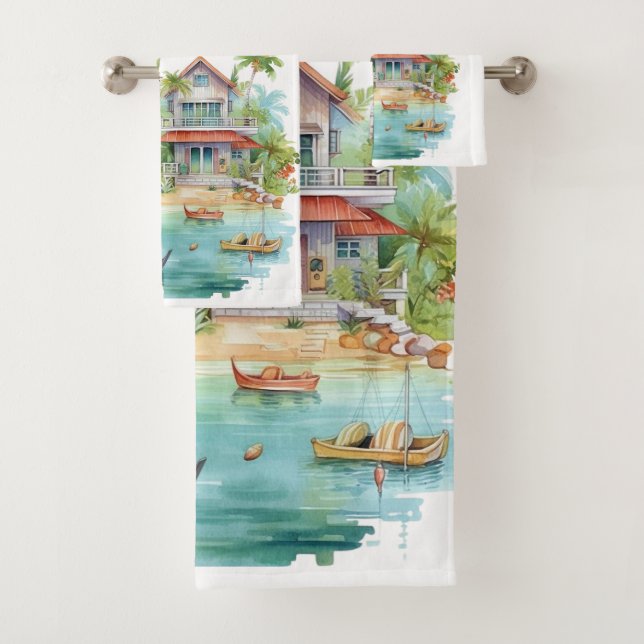 Conjunto De Toalhas Casas de Praia Whimsical (Insitu)