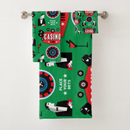 Conjunto De Toalhas Casino Gambling Poker Roulette