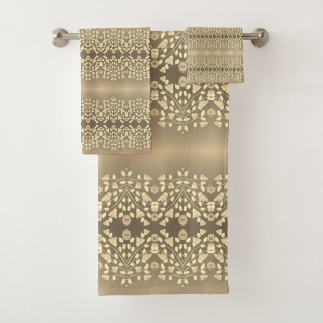 Conjunto De Toalhas Castanho-Cinza-Creme (Insitu)