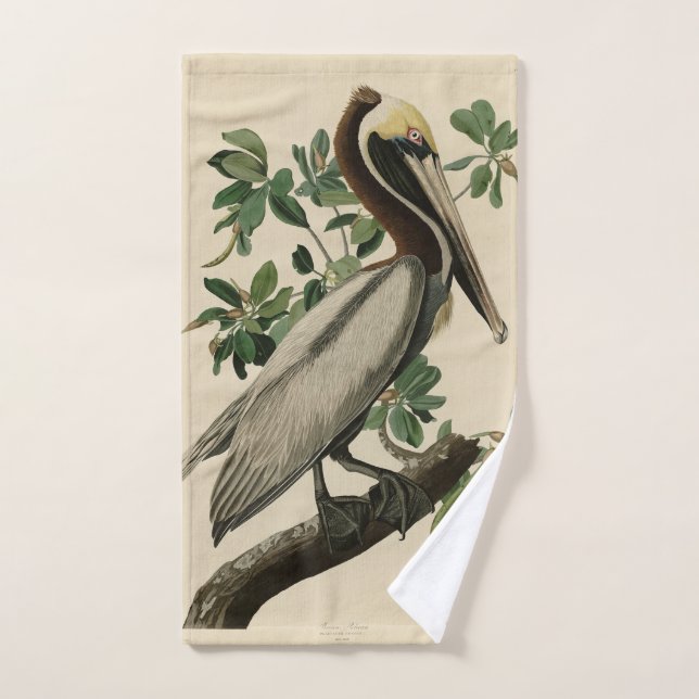Conjunto De Toalhas Castanho Pelicano das Aves da América de Audubon (Toalha de mão)
