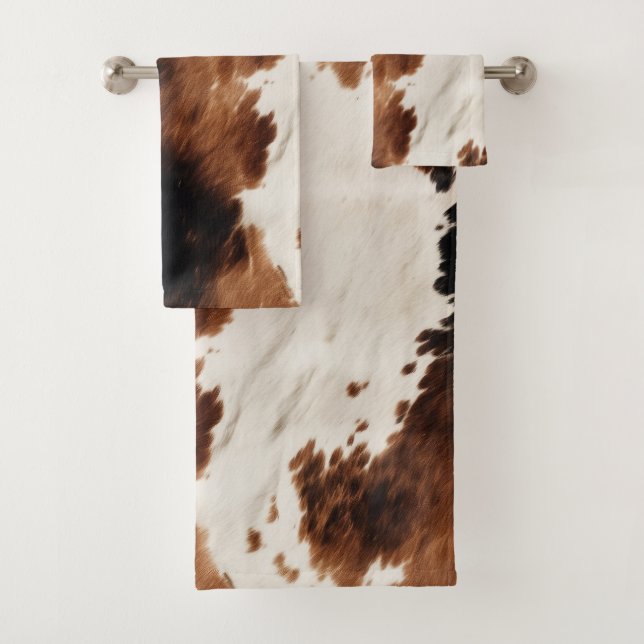 Conjunto De Toalhas Castanho Preto-Sudoeste Cowhide (Insitu)
