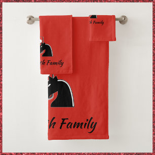 Conjunto De Toalhas Cavaleiro e escudo vermelho e preto medievais