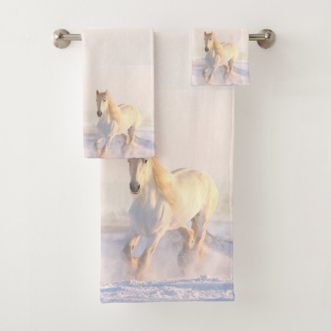 Conjunto De Toalhas Cavalo Branco Selvagem Lindo (Insitu)