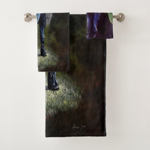 Conjunto De Toalhas Cavalo de garanhão frívio em holofote, pintura  