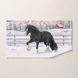 Conjunto De Toalhas Cavalo Preto e Branco Vanner Cigano Tinker