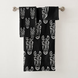 Conjunto De Toalhas Cavalo Tribal Negro e Branco