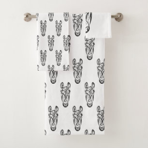 Conjunto De Toalhas Cavalo Tribal Negro e Branco