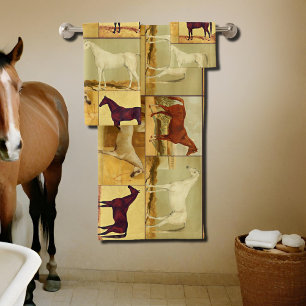 Conjunto De Toalhas Cavalos árabes do vintage - colagem