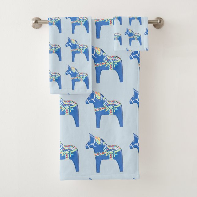Conjunto De Toalhas  Cavalos Dala Azuis (Insitu)